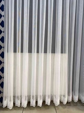 Ecl Çizgili Keten Etek Tül Perde