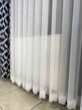 Ecl Çizgili Keten Etek Tül Perde